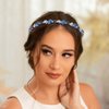 Formery Blue Crystals Headband Rhinestone Beaded Hairband Party Prom Wedding Handmade Pearl Beads Headpiece for Women and Girls