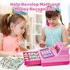 BAODLON Pretend Play Calculator Cash Register - 73 Pcs Pink Toy Cash Register, Microphone, Credit Card and Banking for Kids, Early Math Skills Toys Gifts for 3, 4, 5, 6 7 8+ Years Old Boys Girls