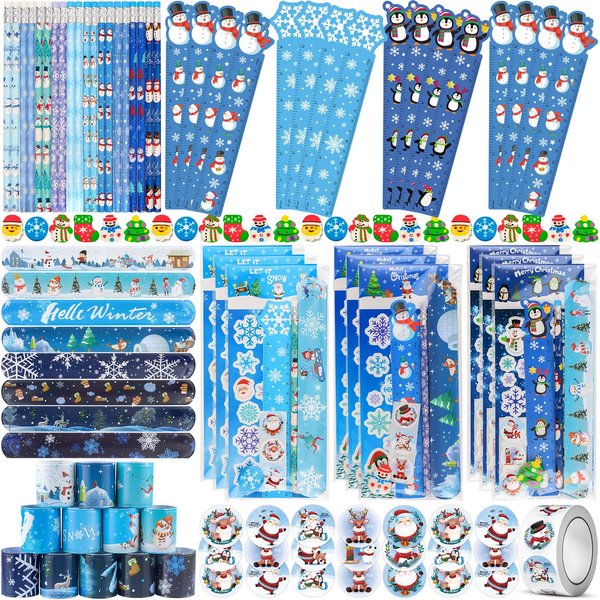 Christmas Stationery Party Favors for Kids, 24Pack Christmas Stationery Set With Pencils Stickers Erasers for Christmas Stocking Stuffers, Christmas Classroom Gifts Treats for Students Kids Bulk