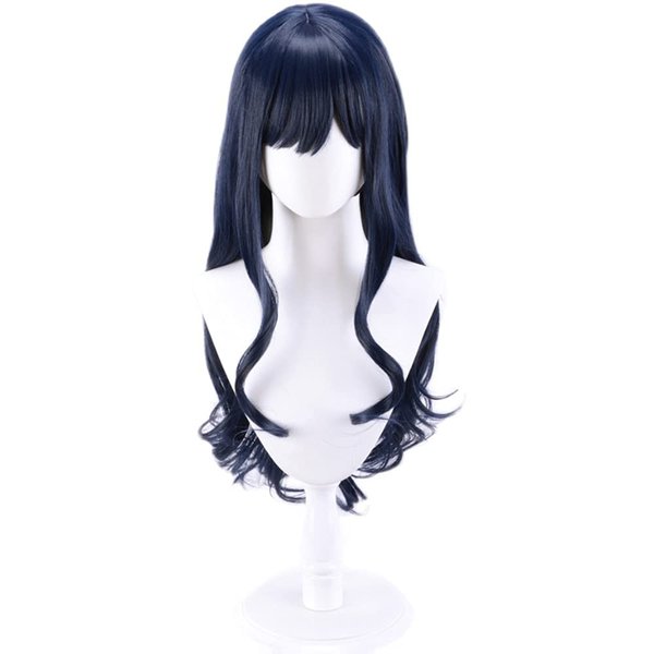 osseoca Gaia Dark Blue Long Curly Synthetic Hair Anime Halloween Carnival Comic Exhibition Cosplay Hair Natural COS Ombre Wigs