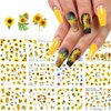 Sunflower Nail Stickers Floral Flower Nail Art Water Decals Transfer Foils for Nails Supply Watermark Small Daisy Flowers Designs Nail Tattoos for Women Nail Supplies Manicure Decorations 12PCS
