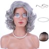 PATTNIUM Old Lady Wig Granny Costume Wig Grandma Wig Short Curly Gray Wig for Women Sythetic Wigs with Wig Cap