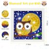 AUAUY 5D Diamond Art Kit for Kids, Art Crafts Kits with Wooden Frame, Cartoon Diamond Art Easy Kits, Anime Full Drill Diamond Art Gem Painting for Girls Boys Beginners (Owl)