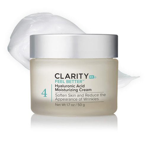 ClarityRx Feel Better Hyaluronic Acid Face Moisturizer, Natural Plant-Based Moisturizing Cream with Jojoba Oil & Hyaluronic Acid for Hydration, Smooths Dry, Aging Skin, Paraben & Cruelty Free (1.7 oz)