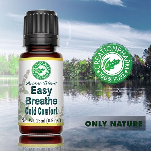 Easy Breathe Essential Oil Blend with Peppermint, Eucalyptus, Clary Sage, Rosemary, Cedar, Aromatherapy by Creation Pharm