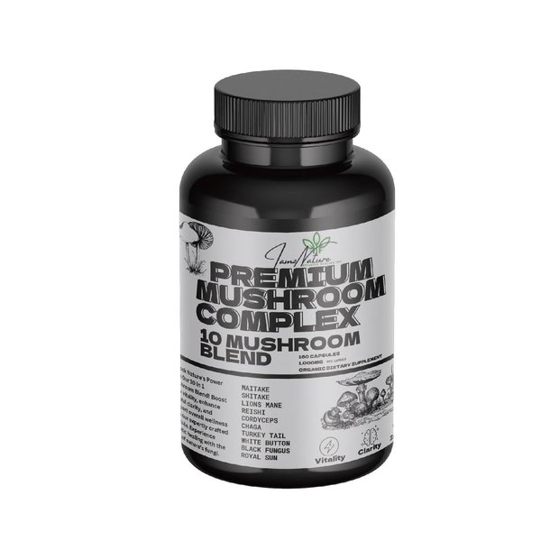I AMZ Nature 10:1 Mushroom Complex Capsules - Boost Energy, Immunity & Focus - Premium Herbal Supplement