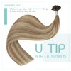 YoungSee Utip Hair Extensions Human Hair Balayage Light Brown Ombre Platinum Blonde U Tip Keratin Hair Extensions to Get Natural Looking Utips Extensions Real Human Hair Silky Straight 16In 1G/S 50G