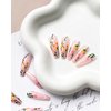 Press on Nails Long Coffin MABKJLF Spring French Fake Nails Full Cover False Nails with Flower and Leaves Designs Glossy False Nails with Nail Glue Artificial Acrylic Nails for Women Girls 24 Pcs