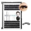 Bodermincer 84 Clusters D Curl Wide Cluster False Eyelash Volume Lashes Natural Eyelashes Set DIY Eyelash Extension 3D Effect Glue Bonded Band Individual Lash Home Eyelash Extension (16MM)