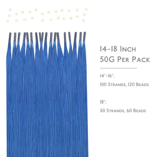 WENNALIFE I Tip Hair Extensions Human Hair, 50g 100s 14 Inch Blue Remy Itip Human Hair Extensions Invisible Itips Straight I Tips Fusion Extensions Real Human Hair