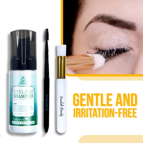Forabeli Eyelash Extension Shampoo Brush + Wand 50ml / Eyelid Foaming Cleanser/Lash Cleaner/Eyelash Wash & Lash Bath for Extensions/Paraben, Sulfate Free/Safe Makeup Remover Salon & Self Use