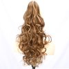 DIGUAN Claw Clip In Wavy Loose curly Synthetic Wrap Around Ponytail Extensions 24 Inches Pony Tail Clip In Extensions for Women Girl 7.4oz/210g (Dark Golden Blonde)
