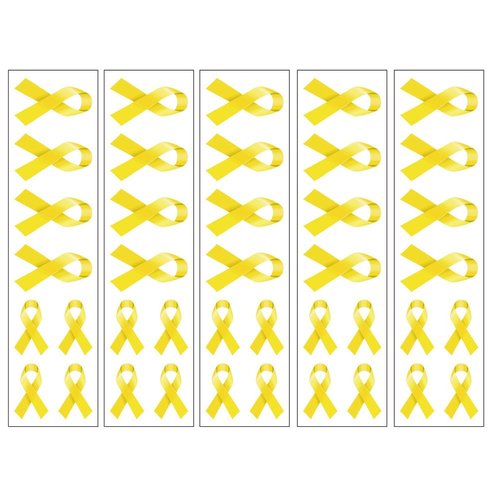 PremiumTT 40 Yellow Ribbon Temporary Tattoos: Bone Cancer Awareness Tattoo
