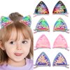 Haomye Cat Ear Hairclips Cute Baby Hairpins Sequin Hair Barrettes Children Hair Accessories for Girls Toddlers Kids 2PCS (pink)