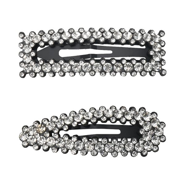 Rhinestone Hair Clips Glitter Snap Clips for Hair with Black Back Decorative Hair Barrettes Hairpins Metal Hair Pin Crystal Hair Clips for Styling Thin Thick Hair Accessories for Women Girls 2 PC
