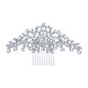 EVER FAITH Women's Wedding Hair Accessories Crystal Bridal Banquet Floral Leaf Elegant Hair Comb Clear Silver-Tone