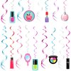 48 Pieces Makeup Party Hanging Decorations Spa Party Hanging Swirls Nail Girl Theme Dizzy Danglers for Birthday Baby Shower Make Up Party Supplies