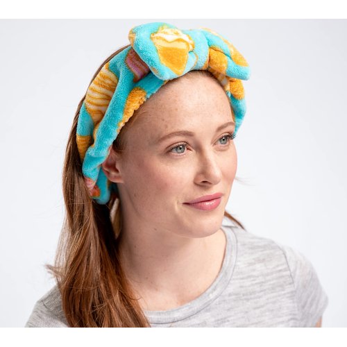 CAMPANELLI Big Bow Headband (2-Pack) for Washing Face, Makeup, Spa, Shower & Gym. Soft Fleece Hair band Women and Girls. FreshFace as seen on QVC (Ice Cream)