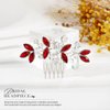 Catery Rhinestone Bride Wedding Hair Comb Red Crystal Side Comb Bridal Hair Piece Clips Headpiece Bridesmaid Hair Accessories for Women and Girls (Red)