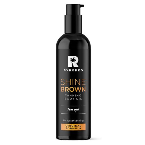 BYROKKO Shine Brown Premium Tanning Accelerator Oil (150 ml), XXL Tanning Oil for Outdoor Sun or Sunbed, Suntan Oil with Luscious and Fresh Orange Scent, Achieve a Natural Tan with Natural Ingredients
