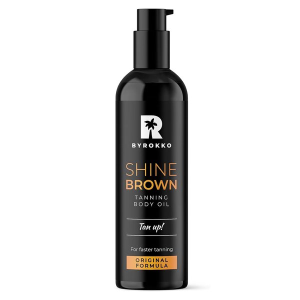 BYROKKO Shine Brown Premium Tanning Accelerator Oil (150 ml), XXL Tanning Oil for Outdoor Sun or Sunbed, Suntan Oil with Luscious and Fresh Orange Scent, Achieve a Natural Tan with Natural Ingredients