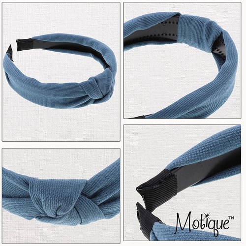 Soft Textured Cotton Knot Headband Wide Turban Headband (Denim)