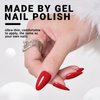 Wooyas Press on Nails Almond,Classic Red Medium Glossy Handmade Gel False Nails,Reusable Salon Perfect Fake Nail Kit in 12 Sizes - 24 Pcs Soft Gel Glue On Nails Kit for Women Gift
