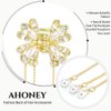 AHONEY 2 Pcs Small Metal Hair Clips, Gold Hair Claw Clips for hair with Tassels, Hair Accessories for Women and Girls Gifts (Floral)
