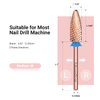 MelodySusie Long Flame Nail Drill Bits, 3/32'' Carbide Tungsten Bits, Suitable for Manicure Pedicure Cuticle Gel Polishing, Beginners Bits, Rose Gold, Series Bit-X, Medium