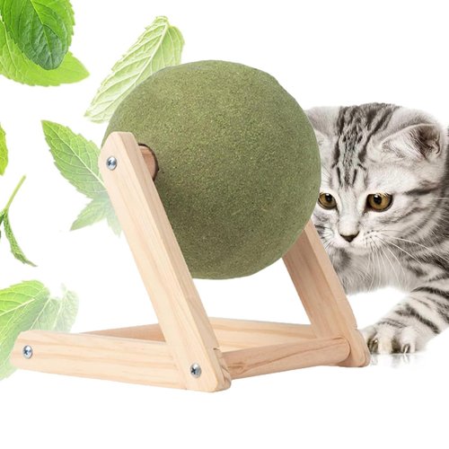 Cat Mint Ball Toy, Catnip Floor Ball Toy, Interactive Catnip Toy, Rotatable Catnip Roller Ball Floor Mount, Catnip Floor Toys with Enjoyable and Safe, Floor Catnip Roller for Cat Playing (Small)