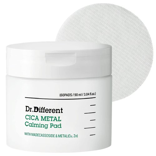 Dr.Different Cica Metal Calming Pad, 60 Sheet Soothing Toner Pad to Strengthen and Relieve Irritated Skin, Facial Pads for Skin Pore Cleansing and, Dead Skin Removal, and Intense Moisturization