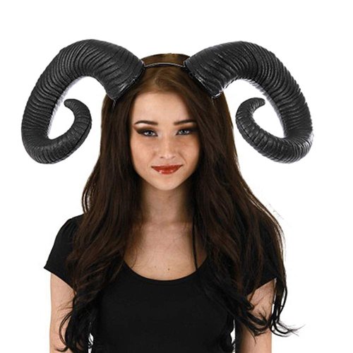 Satisyo Gothic Black Horn Halloween Costume for Men Women Ram Sheep Horn Headhand Hoop Cosplay Devil Horn Headwear Hair Band (Black Sheep/Ox Horn)