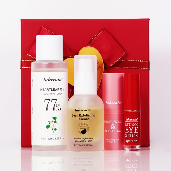 Skin Care Gift Set for Her - Anti Aging Kit with Heartleaf Toner, Retinol Eye & Moisturizing Stick, Exfoliating Essence - Perfect for Mom, Wife, & Friends Birthday, Christmas & Valentine's