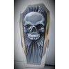 Silver Metal Skull Raised Design Coffin Cigarette Case, Fit's 100's, 3101COFSSK
