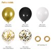 CANREVEL 50pcs 12 Inches Black Gold Confetti Balloons Kit, Metallic Gold and Black White Party Balloons with Ribbons for Birthday, Baby Shower, Graduation, New Year Decorations