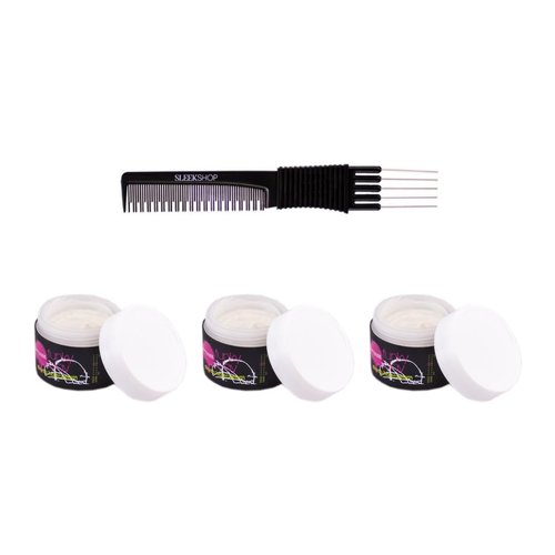 yper Affinage Funky Clay Strong Hair Cream (2.54 oz) with Teasing Comb Pack 3, Black