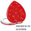 mpowtech Cute Heart Shaped Compact Mirror for Purse,Red Travel Mirror with Glitter,Leather Small Pocket Mirror,Portable 2 x 1x Magnification Folding Makeup Mirror,Cosmetic Mirror for Gift