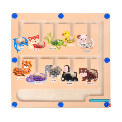 WNWL Magnetic Puzzle Magnetic Color Maze, Fine Motor Skills，Learn Counting Puzzle Activity Boards for Toddlers and Children Boys and Girls Preschool 3+ Kids, Maze Board Game Puzzle Toys (Animal)
