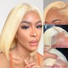 Blonde Bob Wig Human Hair 613 Lace Front Wig Human Hair 13X4 HD Lace Front Wigs Human Hair Pre Plucked With Baby Hair 150% Density 613 Short Bob Wigs Human Hair For Women (8 inch, 13X4 613 Bob Wig)