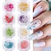 SILPECWEE 8 Boxes Dried Flowers for Nails Mini Real Nail Flowers 3D Dried Flowers Nail Stickers Nail Decor Manicure Design Nail Decorations for Makeup DIY Craft Accessories