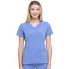 Dickies EDS Essentials, Mock Wrap Top Scrubs for Women with Four-Way Stretch and Moisture Wicking DK625, M, Ciel