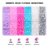 30000PCS Resin Flatback Rhinestones Kit, Jelly Resin Non-Hotfix Rhinestones for Crafts DIY Design, Tumblers, Clothes, Makeup, Nail Art 2mm, 3mm, 4mm, 5mm (Pink Purple Rhinestones)