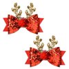 Christmas Decorative Hair Bow Clips Glitter Deer Antler Hair Clips Christmas Ornament Hair Accessories Clip Small Red Hair Barrettes for Girls Cute Hair Clips for Short Long Hair New Years Hair Bows