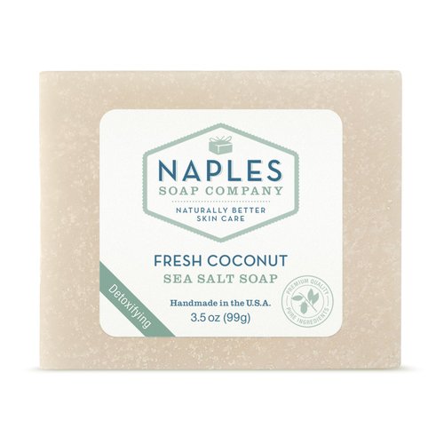 Naples Soap Company pH Balancing Sea Salt Soap Bar – Naturally Exfoliates and Moisturizes – No Harmful Ingredients –3.5 oz, Fresh Coconut