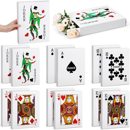 Noveread 12 Pcs Playing Card Centerpieces Casino Poker Cards Party Decoration 11 Inch Playing Cards Favor Boxes Table Decorations for Casino Themed Parties Birthday Supplies