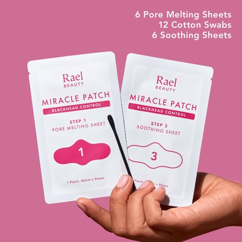 Rael Blackhead Remover, Miracle Patch Melting Pack - Nose Strips for Blackheads, Pore Melting and Soothing Sheets, 3 Step Kit, Sebum Removing Cotton Swabs, Dermatologist Tested (2 Pack)