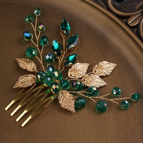 BERYUAN Emerald Green Decorative Hair Combs - Bridal Headpiece for Wedding