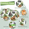 Justforjoyful 96Pcs Wild Animals Party Supplies Jungle Paper Plates Napkins Safari Theme Party Tableware Set Safari Zoo Dinnerware for Girl Birthday Party Baby Shower Decoration Serve 24