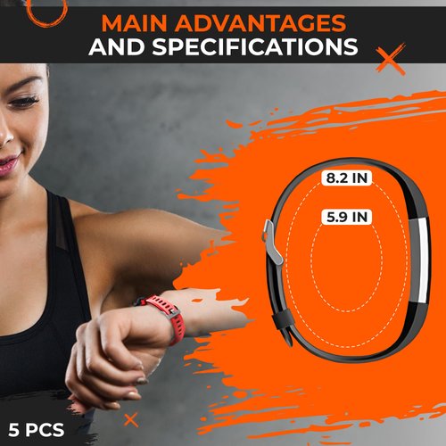 5Pcs Wrist Bands Replacement for ID115HR Plus ONLY - Replacement Band Very Fit Watch Slim Fitness Tracker Band Fitness - 5 Strap Red Black Blue Wristband Color Purple Green Wristbands Activity Tracker