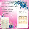 Press on Nails Short Square French Tips 24Pcs Glossy Full Cover Acrylic Square False Nails with Lemon Designs Reusable Short Coffin Fake Nails with Charm Glue Stick on Fingernails for Women Girls